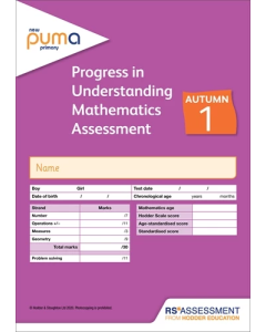 PUMA Test 1, Autumn PK10 (Progress in Understanding Mathematics Assessment)