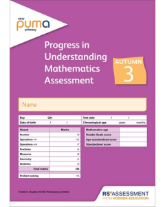 PUMA Test 3, Autumn PK10 (Progress in Understanding Mathematics Assessment)