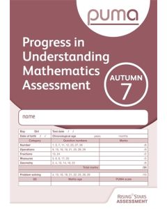 PUMA Test 7, Autumn PK10 (Progress in Understanding Mathematics Assessment)